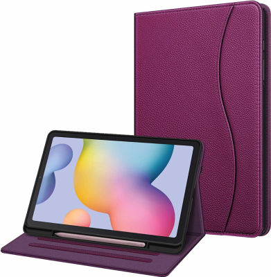 Fintie Case for Samsung Galaxy Tab S6 Lite 10.4 inch 2022/2020 Model (SM-P610/P613/P615/P619) with S Pen Holder, Multi-Angle Viewing Soft TPU Back Cover with Pocket Auto Wake/Sleep, Purple