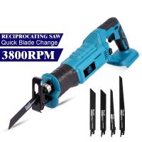 18V Cordless Reciprocating Saw Electric Saw Handheld For Wood PVC Metal Materials For Makita 18V Battery with 4 PCS Saw Blades