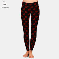 LETSFIND Fashion Valentines Day Leggings Women Heart Print Leggins High Quality High Elasticity 230gsm Milk Silk