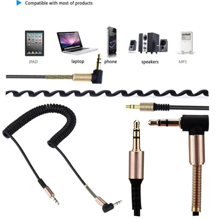 1m 3.5mm Male to M Aux Cable Cord LShaped Right Angle Car Audio