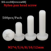 500pcs M2 Nylon Screw M2x4/5/6/8/10/12mm GB818 Nylon cross recessed Pan head screws plastic spacer phillips screw Hex Nut