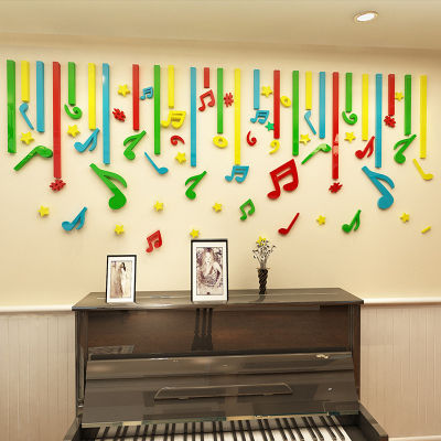 Happy Note Music สติกเกอร์ตกแต่งห้องการฝึกดนตรีสติกเกอร์ติดผนังอะคริลิค3D