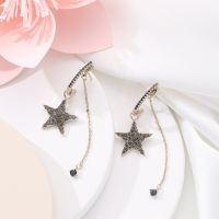 [COD] Ins European and cross-border earrings copper micro-inlaid zircon five-pointed star female niche design sense long wholesale