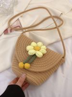 【hot seller】 bag women 2023 new ins all-match flower rattan bucket beach shoulder Messenger