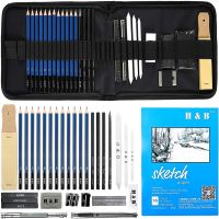 33pcs Drawing Sketching Pencil Set Artist Kit Includes Sketch Pad Graphite Pencils Charcoal Stick Eraser Professional Sketch Set