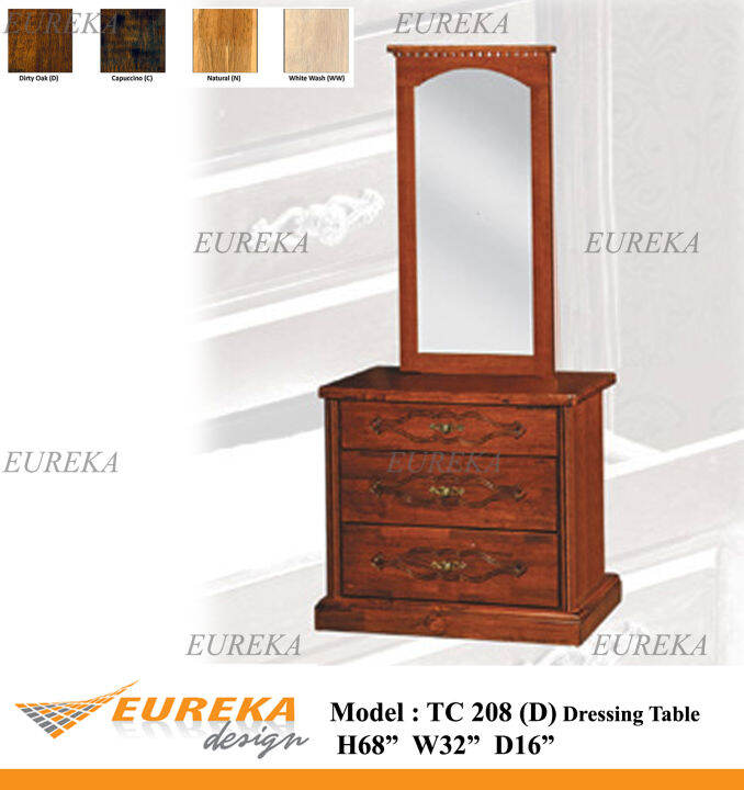EUREKA 208 2.5ft Dressing Table Wood with Mirror and Drawer / Meja