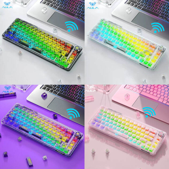 AULA F68 Bluetooth Wireless 3 Mode Mechanical Keyboard Hotswap RGB 68