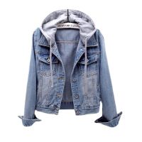 ZZOOI 2023 New Denim Jacket Female Short Spring and Autumn Long-sleeved Slim Hooded Student Womens Caot