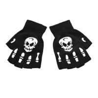 Finger Winter Glow Stretch Mittens Fingerless In Dark Skull Skeleton Halloween Unisex