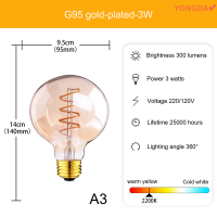 YONGDA? สำหรับ E27พอร์ตสกรูหลอดไฟ LED หรี่แสงได้แบบย้อนยุคไส้หลอดทังสเตนเลียนแบบ ST64หลอดไส้ตกแต่งโคมระย้า