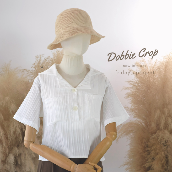 dobby-crop-เสื้อผ้าดอบบี้คอปกฮาวาย