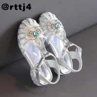 rttj4 ☁❣∈ Girls sandals Aisha princess shoes 2022 new summer little girl crown baby soft bottom childrens crystal shoes