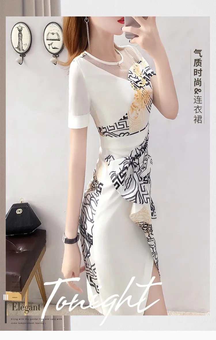 Đầm Versace Đầm In Họa Tiết Phong Cách Trung Quốc Đầm Ôm Màu Trắng ...