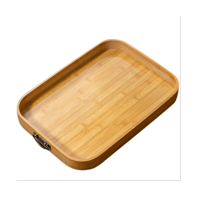 Bamboo Rectangle Serving Tray with Handles Tea Food Dishe Drink Platter Food Plate Dinner Beef Steak Fruit Snack Tray
