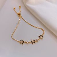 2023 New Korea Exquisite Simple Black Five-pointed Star Bracelet Fashion Temperament Adjustable Bracelet Womens Jewelry