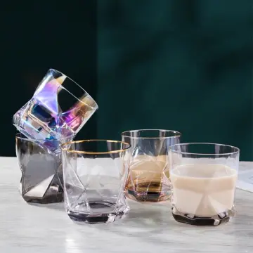 Luxury Colorful Glass Cups, Geometric Whiskey Glass