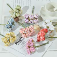 ♣♝☞ 6/30/60pcs Mini Silk Tea Rose Bud Artificial Flower Bouquet Scrapbooking Wedding Party Decoration DIY Handmade Fake Flower Craft