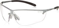 Bolle Bollé Safety 40073 Silium Safety Eyewear with Silver Metal + TPE Semi-Rimless Frame and Clear Lens