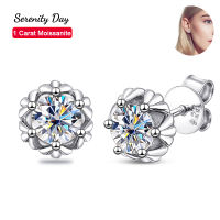 Serenity วันหกกรงเล็บ1กะรัตคู่ D สี Moissanite ต่างหูสตั๊ดสำหรับผู้หญิง S925แผ่นเงิน Pt950ประกายเครื่องประดับจัดงานแต่งงาน