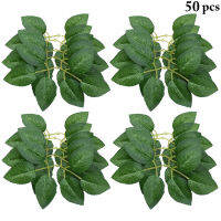 【cw】50PCS Artificial Rose Leaf Mini Silk Cloth Fake Rose Leaf Lifelike Faux Greenery Stem DIY Office Ornaments Festival Home Decor ！