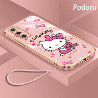 เคส Vivo V20 SE Y70 2020เรียบง่ายสุดหรูชุบทองเคสโทรศัพท์ Hello Kitty เคสซิลิโคนแบบนิ่ม