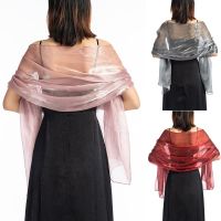 Solid Transparent Yarn Shawl For Women Long Shiny Sunscreen Cloak Scarves Female Wedding Party Evening Dress Scarf Wraps