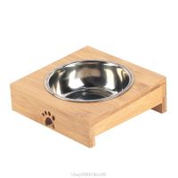 Pet Food Water Feeding Bowl for Dogs Cats Natural Bamboo Stent Pet Single Double Bowl Tableware Balance Environmental S19 20