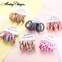 【CW】 6PCS/Pack New Print Cotton Elastic Hair Bands Scrunchie Rubber Ponytail Holder Fashion Accessories