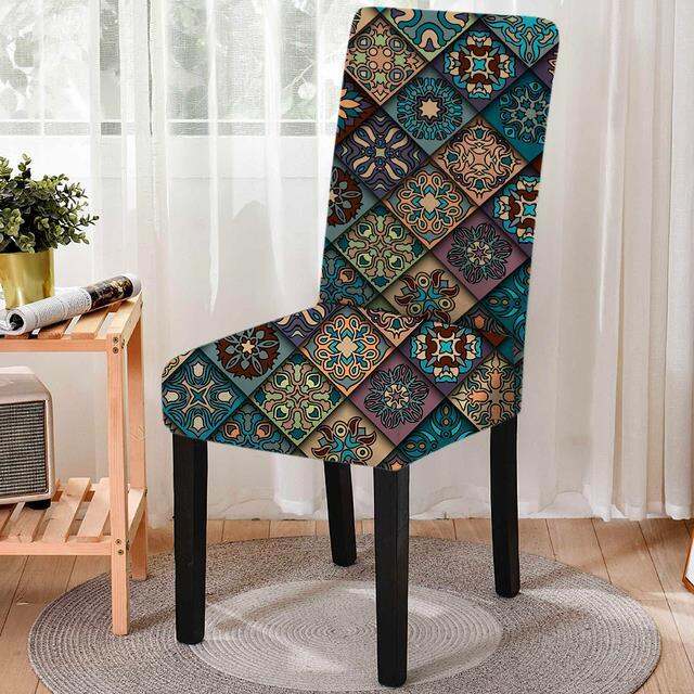 bohemia-style-plaid-mandala-print-spandex-seat-cover-stretch-anti-dirty-one-piece-dining-chair-cover-for-wedding-restaurant