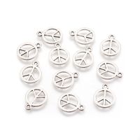 100pc  Tibetan Style Alloy Charms Peace Sign Antique Silver Cadmium Free &amp; Nickel Free &amp; Lead Free 15x12x1mm Hole: 1.5mm