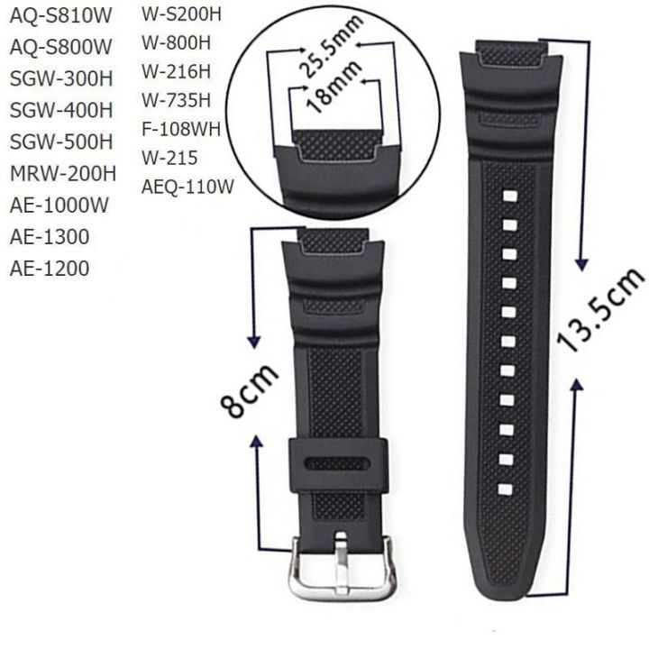 สายยางสำหรับ-casio-ae-1000w-aq-s810w-sgw-400h-sgw-300h-สายนาฬิกาซิลิโคนหัวเข็มขัดสายนาฬิกานาฬิกาข้อมือสีดำ