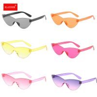 【CC】❂✧♘  KLASSNUM Punk Sunglasses Rimless Tint Colorful Glasses Female Pink Shades