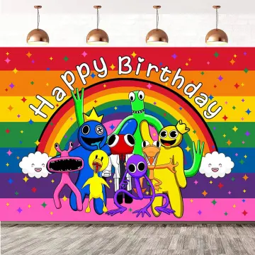 [Ready Stock] New Arrival ~彩虹朋友Rainbow Friends Roblox(Design 2) theme Happy  birthday banner backdrop background(Approx 100 x 150cm) ～ Party Deco.