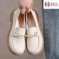 เกาหลี INS Pearl Loafers ผู้หญิงฤดูใบไม้ร่วงแพลตฟอร์ม Loafers Casual PU หนัง Boat Shoes