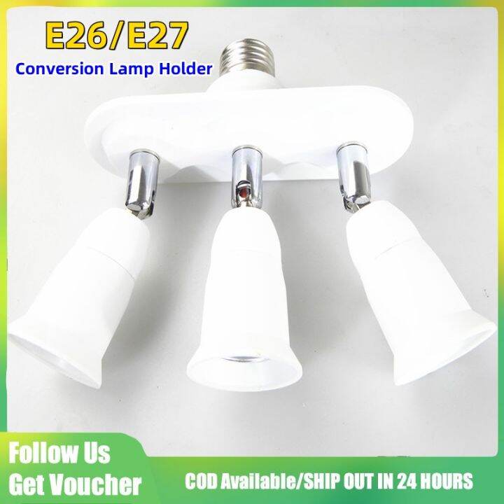 COD[3 in 1] E27 E26 Light Bulb Socket Splitter Adapter LED Lamp Holder ...