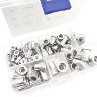 A box of Aluminum flat head Plain stripe Nuts 70pcs Nails  Screws Fasteners