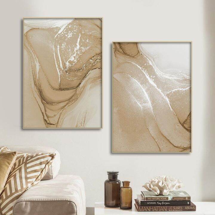 boho-beige-marble-บทคัดย่อ-wall-art-โปสเตอร์ภาพวาดผ้าใบพิมพ์ภาพห้องนั่งเล่นตกแต่งภายในบ้านตกแต่ง