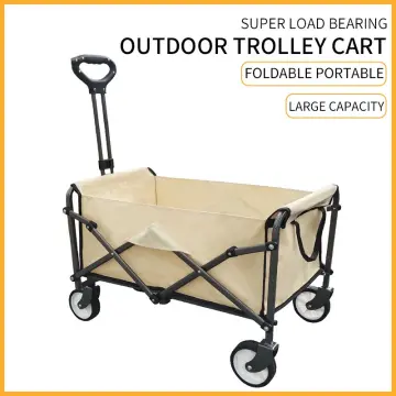 Outdoor camping trolley wagon cart trolley folding portable shopping cart  picnic camping trolley fishing gear trolley folding luggage trolley kid's  trolley pull rod small pull cart table board camping cart universal wheel