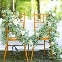 【YF】 Artificial Eucalyptus Garland Silk Camellias Flowers Fake Hanging Vine for Wedding Arch Table Decoration