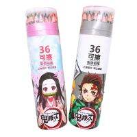 36 Color Erasable Colored Pencils Anime Ghost Extinguishing Blade Student Painting Cartoon Triangle Penholder with Eraser Pencil