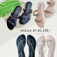 size 41-45 |Luxury Sandals รองเท้าแตะผู้หญิง รองเท้าไซส์ใหญ่ มีแบบเพชร ไขว้ และแบบโซ่