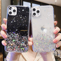 Sequin Stars Transparent Soft Phone Case For iPhone 14 13 15 16 12 11 Pro Max Mini XS MAX XR X 10 8 7 6S 6 Plus + SE 2020 Shining Clear Silicone Anti-fall Phone Cover Fashion Shockproof Phone Casing