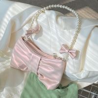 【hot seller】 pearl bow armpit womens bag 2023 new fresh fairy Korean version single shoulder portable Messenger