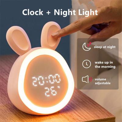 Dormitory Night Light Mute Cartoon Night Light Digital Alarm Clock Clock Time Rabbit Alarm Clock