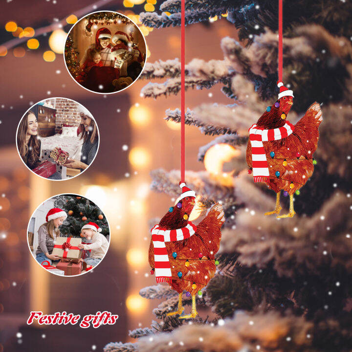 ไม้-chrismas-tree-จี้ประณีต-hen-christmas-cocks-art-ตกแต่ง-xmas-ไก่-rooster-จี้ปีใหม่-ornaments