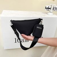 LASGO Cute canvas bag female 2023 Japanese one-shoulder small square bag ins fresh splicing students Messenger bag trend 〖WYUE〗