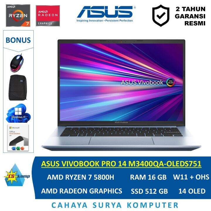 Asus Vivobook Pro 14 M3400qa Oleds751 Amd Ryzen™ 7 5800h Amd Radeon Ram 16gb Ssd 512gb W11 Ohs 4076