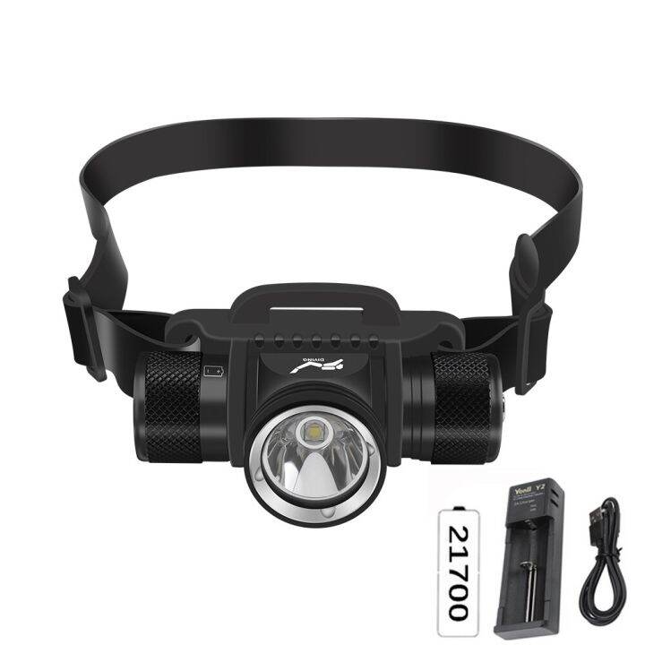 Boruit HP900 LED Diving Headlamp 60 Meters Underwater Headlight 800LM 5 Mode IPX8 Waterproof
