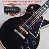 Gibson Guitar Store P90กีต้าร์โปร่งสีดำ Custom Ectric With Yellow Body