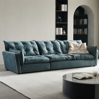 GAZZSI Sofa Living Room New High-End Pull-Button Technology Fabric Inline Three-Seat Fabric Sofa